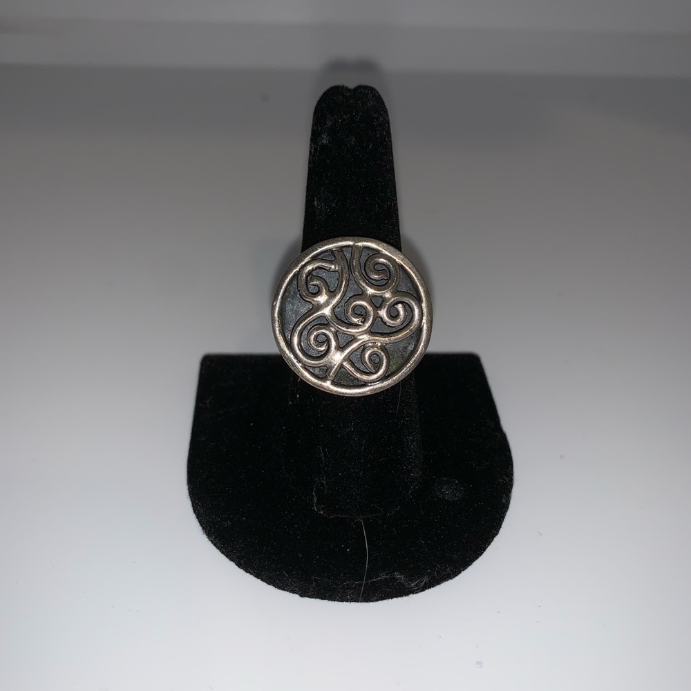 Free shipping-Vintage silver swirl ring size 8
